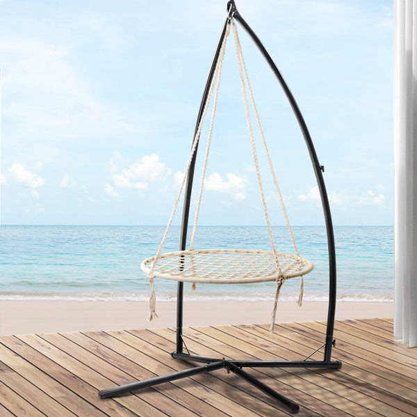 Swing Seats Gardeon Outdoor Hammock Chair With Stand 100 Centimeter Cream Lightweight Design Indoor