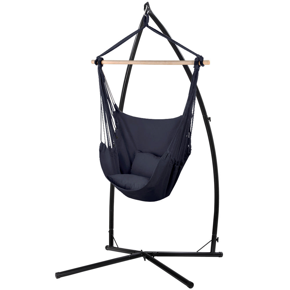 Swing Seats Gardeon Outdoor Hammock Chair With Steel Stand Hanging Pillow Grey