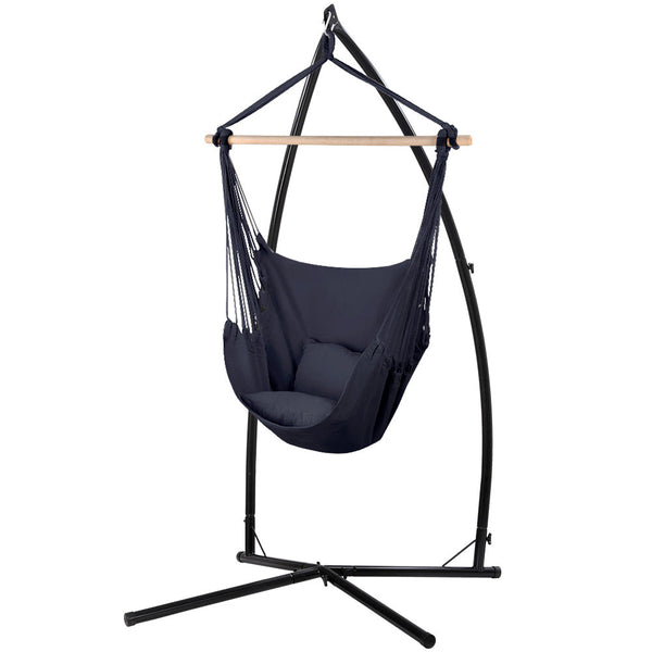 Swing Seats Gardeon Outdoor Hammock Chair With Steel Stand Hanging Pillow Grey