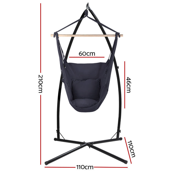 Swing Seats Gardeon Outdoor Hammock Chair With Steel Stand Hanging Pillow Grey