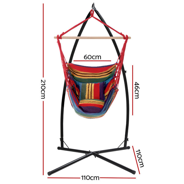 Swing Seats Gardeon Outdoor Hammock Chair With Steel Stand Hanging Pillow Rainbow