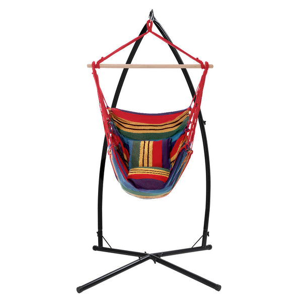 Swing Seats Gardeon Outdoor Hammock Chair With Steel Stand Hanging Pillow Rainbow