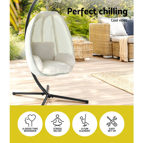 Swing Seats Gardeon Outdoor Furniture Egg Hammock Porch Hanging Pod Swing Chair With Stand