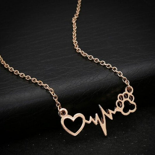 Necklaces & Pendants Stainless Steel Necklace For Women Love Heart Paw Golden