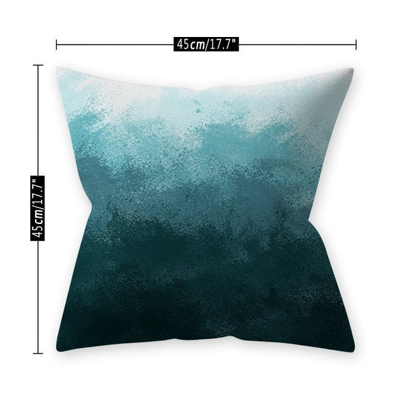 Home Teal Blue Series Printing Throw Pillow Cover For Decoration 45X45cm