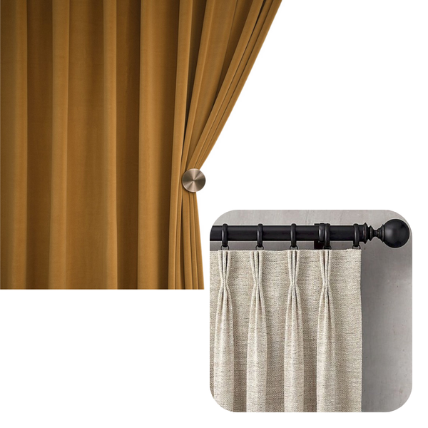 Curtains & Drapes 100Cm Mustard High Quality Modern Velvet Blackout Curtains For Living Room Bedroom Dining