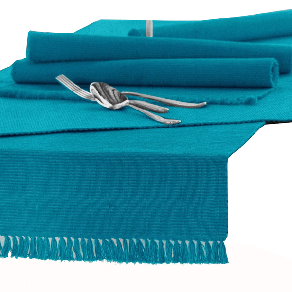 Table Runners Hoydu Cotton Ribbed Table Runner 45Cm X 150Cm Blue Bird