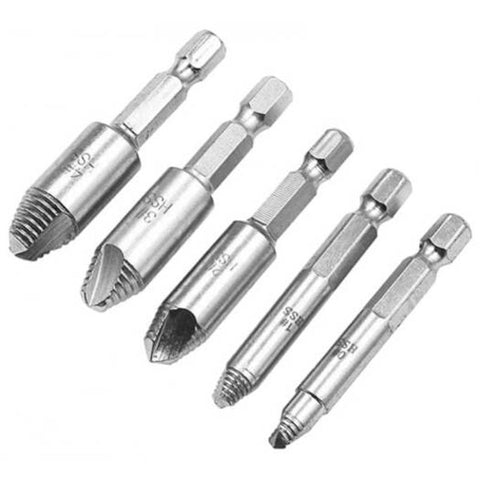 Drill Bits Double Head Screw Extractor Tool 5Pcs Silver