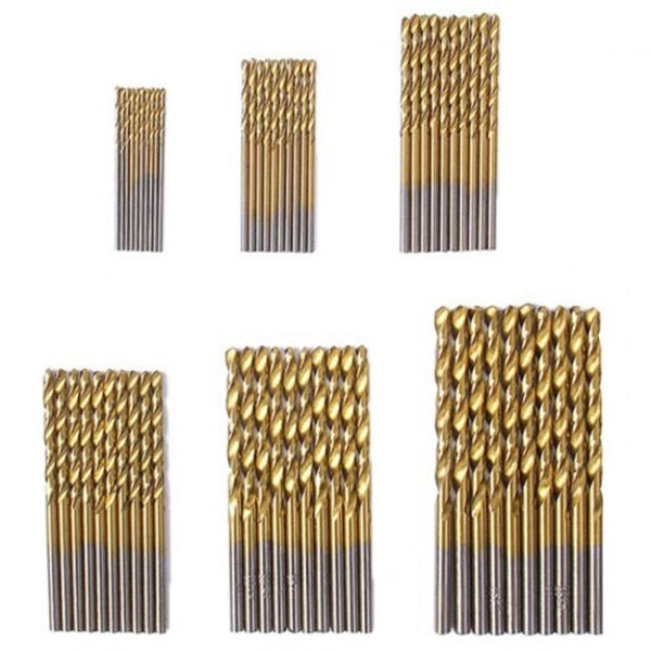 Drill Bits Titanize Round Shank Auger Twist Spiral Bits 60Pcs Gold