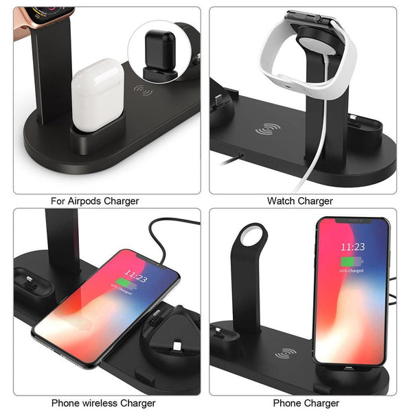 Chargers & Cradles 4 In 1 Wireless Charging Dock Station For Apple Watch Iphone X Xs Xr Max 11 Pro 8 Airpods 10W Qi Fast Charger Stand Holder