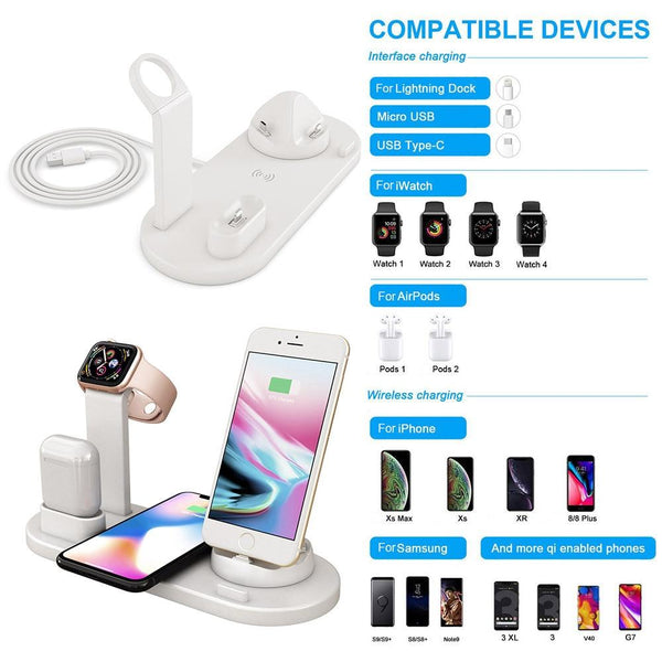 Chargers & Cradles 4 In 1 Wireless Charging Dock Station For Apple Watch Iphone X Xs Xr Max 11 Pro 8 Airpods 10W Qi Fast Charger Stand Holder