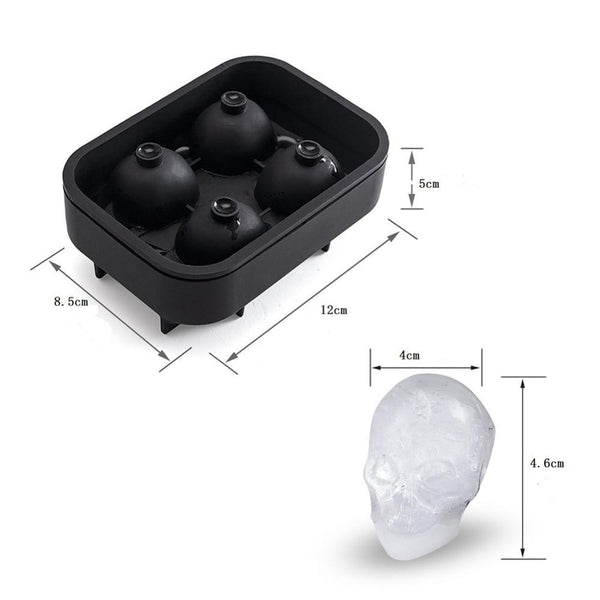 Ice Cubes, Trays & Moulds Skulls Or Spheres Large Black Ice Cube Tray Silicone Mold