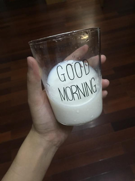 Glassware & Drinkware 400Ml Good Morning Glass Breakfast Cup Coffee Tea Milk Yogurt Mug