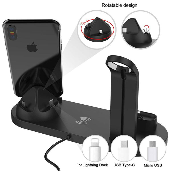 Chargers & Cradles 4 In 1 Wireless Charging Dock Station For Apple Watch Iphone X Xs Xr Max 11 Pro 8 Airpods 10W Qi Fast Charger Stand Holder