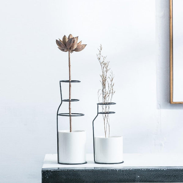 Vases Black And White Nordic Iron Vase Home Decor