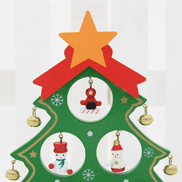 Red / White Green Wooden Christmas Tree Tabletop Ornament Decoration