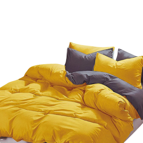 Quilt Covers 1000Tc Reversible King Size Yellow And Grey Duvet Quilt Cover Set