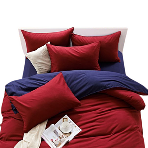 1000Tc Reversible Queen Size Blue And Red Duvet Quilt Cover Set