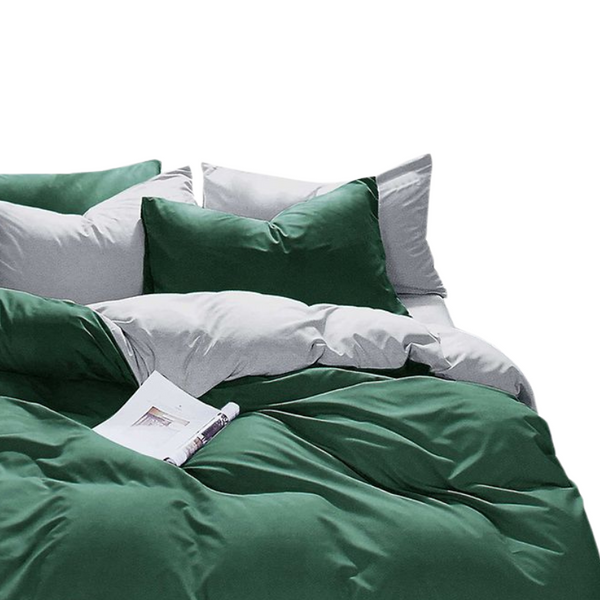 Quilt Covers 1000Tc Reversible King Size Green And Grey Duvet Quilt Cover Set