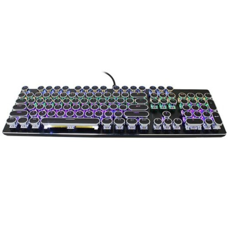 V800 Vintage Punk Blue Axis Rgb Mix Backlit 104Key Mechanical Keyboard Black