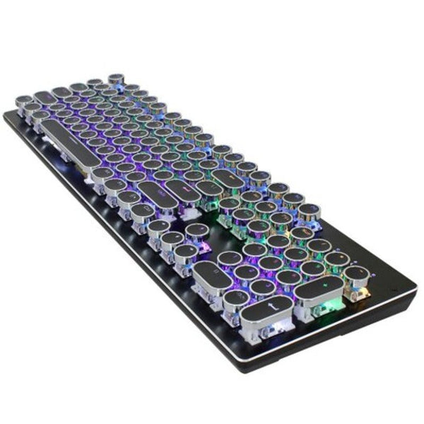 V800 Vintage Punk Blue Axis Rgb Mix Backlit 104Key Mechanical Keyboard Black