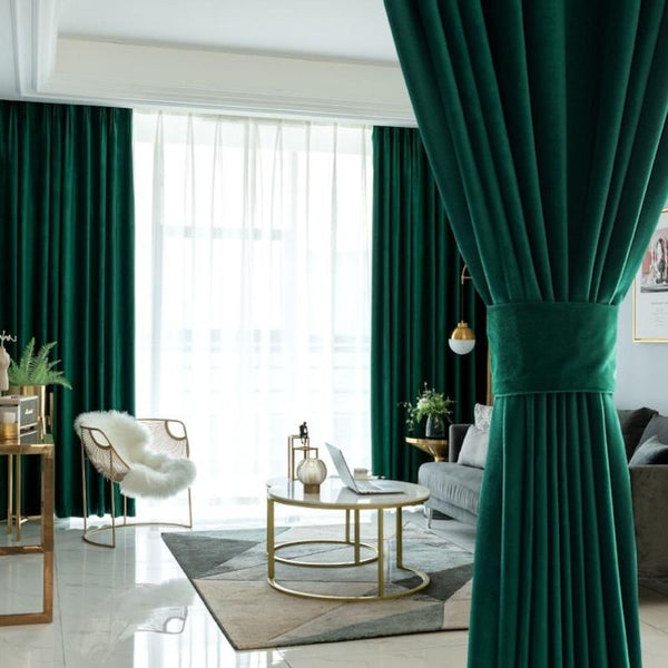 Curtains & Drapes 500 Centimetre Green High Quality Modern Velvet Blackout Curtains For Living Room Bedroom Dining Luxury Window Drape