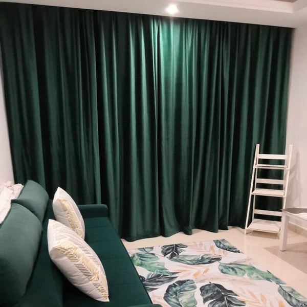 Curtains & Drapes 500 Centimetre Green High Quality Modern Velvet Blackout Curtains For Living Room Bedroom Dining Luxury Window Drape