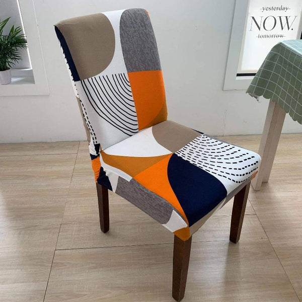 Slipcovers Chair Cover Orange Pattern Lines Design Anti Dirt Elastic Material For Dining Room Kitchen Wedding Hotel Banquet Restaurant