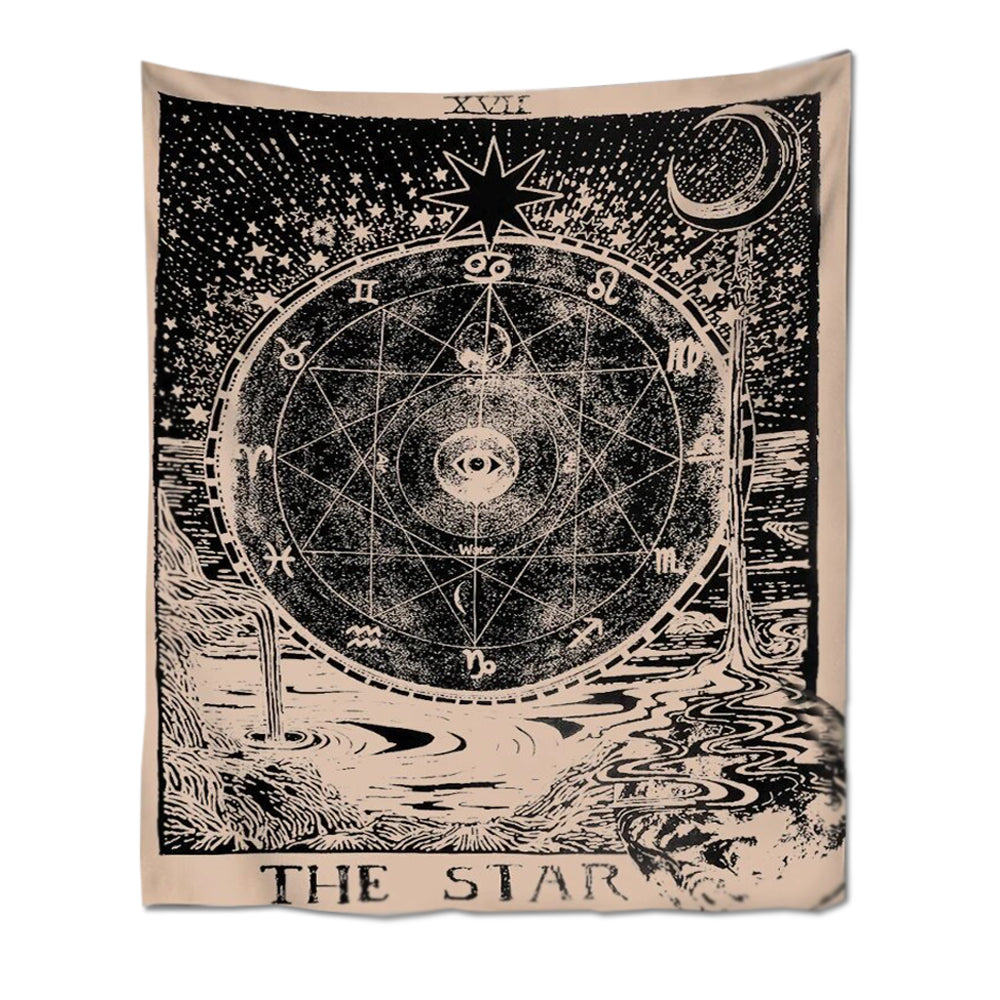 Tapestries Tapestry Black Star 230X150 Cm Tarot Card Psychedelic Scene Art Decor Sheets