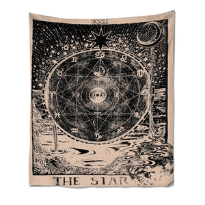 Tapestries Tapestry Black Star 230X150 Cm Tarot Card Psychedelic Scene Art Decor Sheets