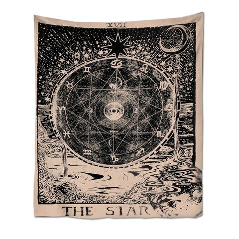 Tapestries Tapestry Black Star 150X130 Cm Tarot Card Psychedelic Scene Art Decoration