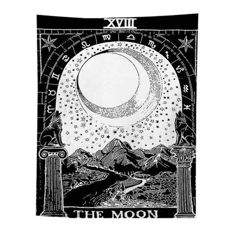 Tapestries Tapestry Black The Moon 230X150 Cm Tarot Card Psychedelic Scene Art Decoration