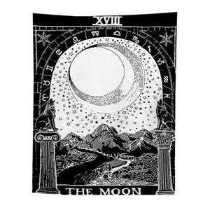 Tapestries Tapestry Black The Moon 200X150 Cm Tarot Card Psychedelic Scene Art Decoration