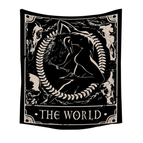 Tapestries Tapestry Black World 200X150 Cm Tarot Card Psychedelic Scene Art Decoration