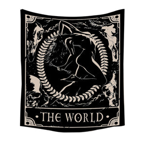 Tapestries Tapestry Black World 230X180 Cm Tarot Card Psychedelic Scene Art Decoration