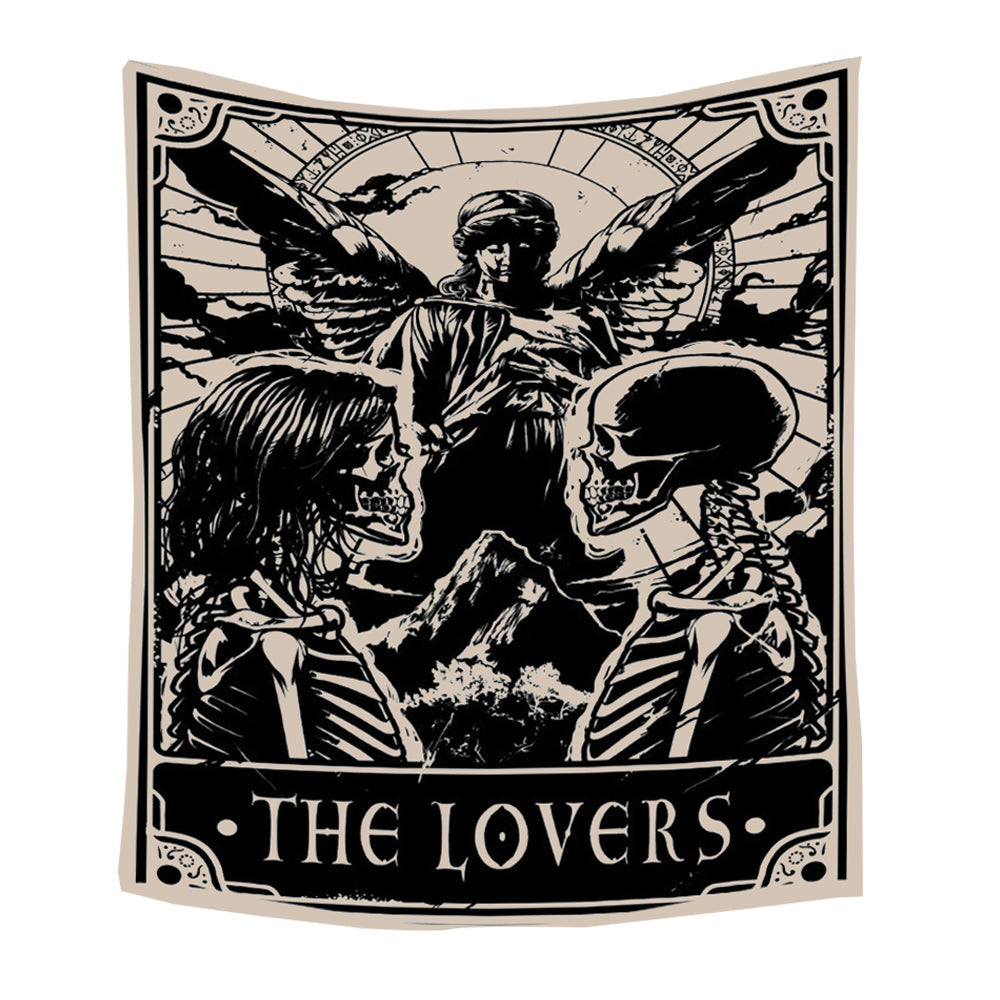 Tapestries Tapestry Black Beige Lovers 150X130 Cm Tarot Card Art Bohemian Home Decor