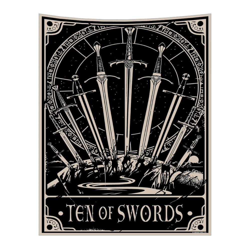 Tapestries Tapestry Black Swords 230X150 Cm Tarot Card Psychedelic Scene Art