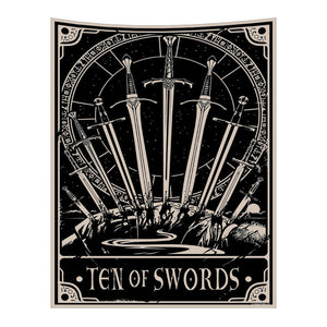 Tapestries Tapestry Black Swords 230X150 Cm Tarot Card Psychedelic Scene Art