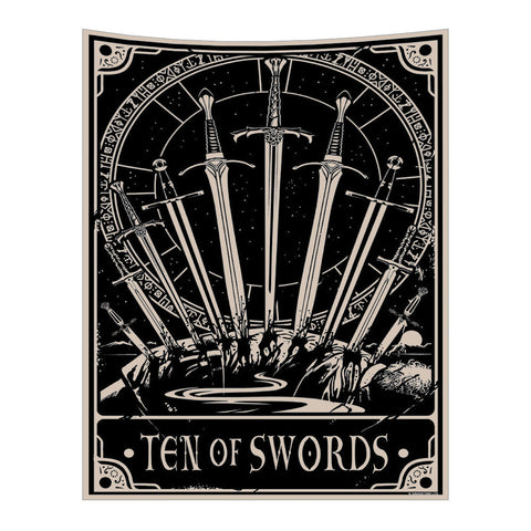 Tapestries Tapestry Black Swords 230X150 Cm Tarot Card Psychedelic Scene Art