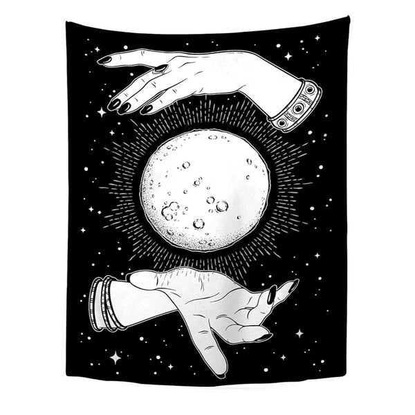 Tapestries Tapestry Black Hand 150X100 Cm Tarot Card Psychedelic Scene Art For Home Decor