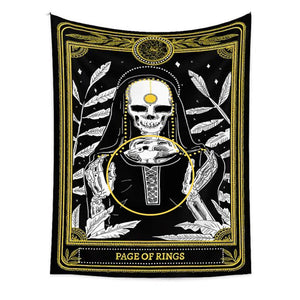 Tapestries Tapestry Black Yellow Page Of Rings 230X180 Cm Tarot Card Psychedelic Art