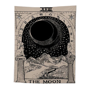 Tapestries Tapestry Beige The Moon 150X100 Cm Tarot Card Psychedelic Scene Art Decor