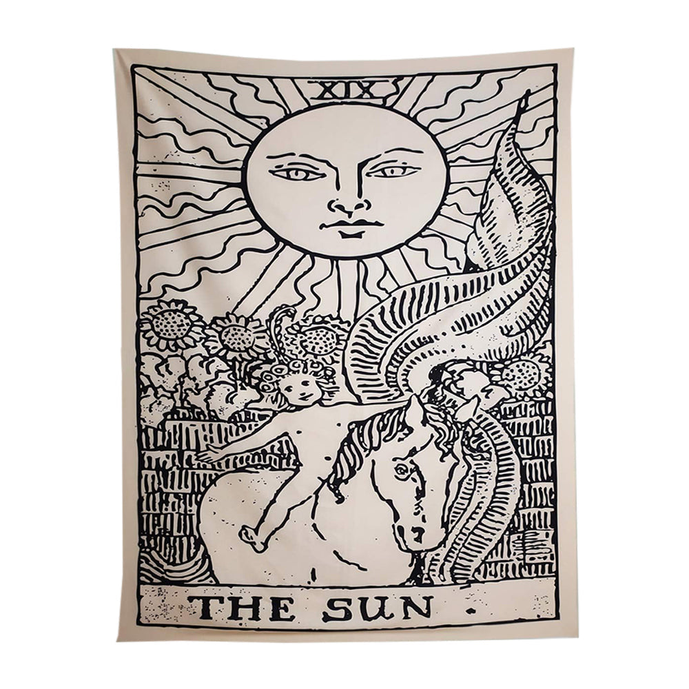 Tapestries Tapestry Beige The Sun 150X130 Cm Tarot Card Psychedelic Scene Art Decoration