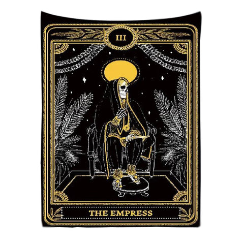 Tapestries Tapestry Black Yellow Empress 150X150 Cm Tarot Card Art For Home Decor