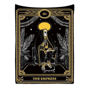 Tapestries Tapestry Black Yellow Empress 200X150 Cm Tarot Card Psychedelic Art Decoration