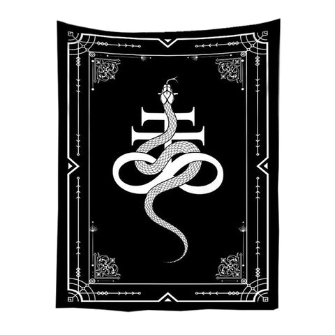 Tapestries Tapestry Black Snake 200X150 Cm Tarot Card Psychedelic Scene Art Home Decor