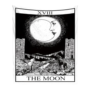 Tapestries Tapestry White Black Moon 150X100 Cm Tarot Card Psychedelic Scene Art