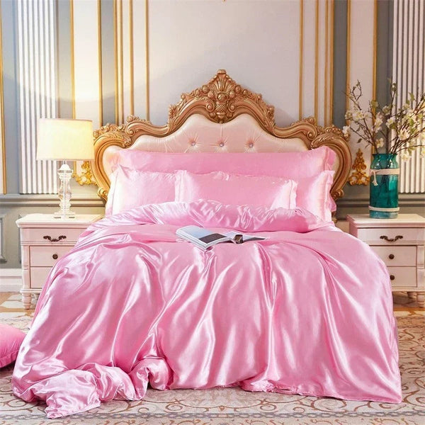 Quilt Covers Beddings Blush Pink Us Queen Size 3 Pcs Satin Duvet Cover Set Polyester