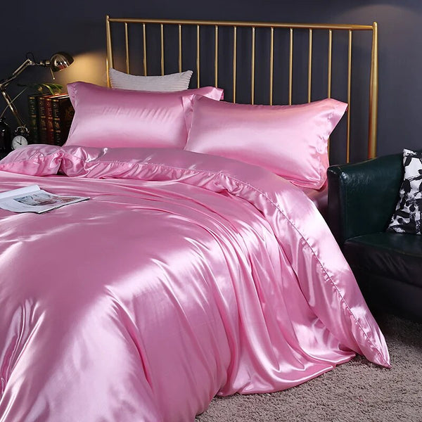 Quilt Covers Beddings Blush Pink Us Queen Size 3 Pcs Satin Duvet Cover Set Polyester