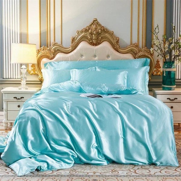 Quilt Covers Beddings Sky Blue Au Single Size Satin Smooth Duvet Cover Set Polyester